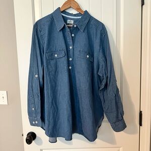Ridgecut Toughwear Popover Denim Long Sleeve Roll-Tab Shirt Women’s Size 2X NWOT